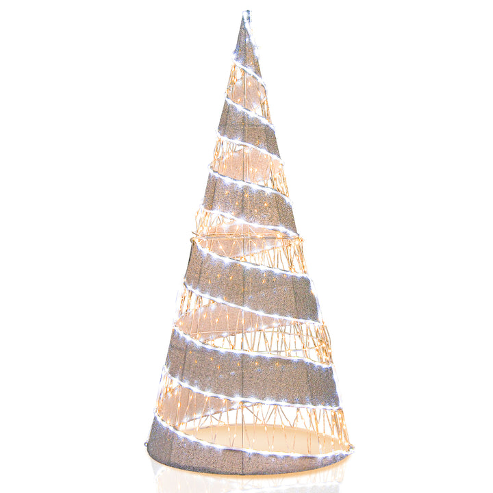 5FT Lighted Christmas Spiral Cone Trees Glittered Christmas Tree Decoration Image 10