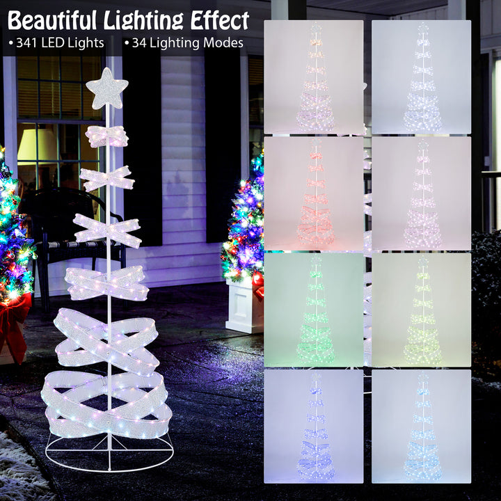 Pre-lit Spiral Christmas Tree Light Up Artificial Tree w/ 341 LED Lights Holiday Decoration Image 9