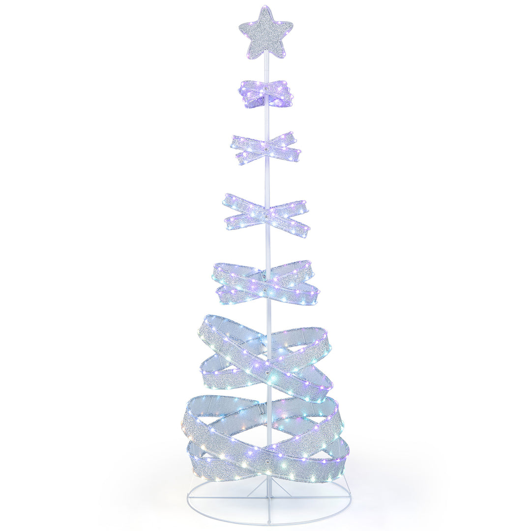 Pre-lit Spiral Christmas Tree Light Up Artificial Tree w/ 341 LED Lights Holiday Decoration Image 10