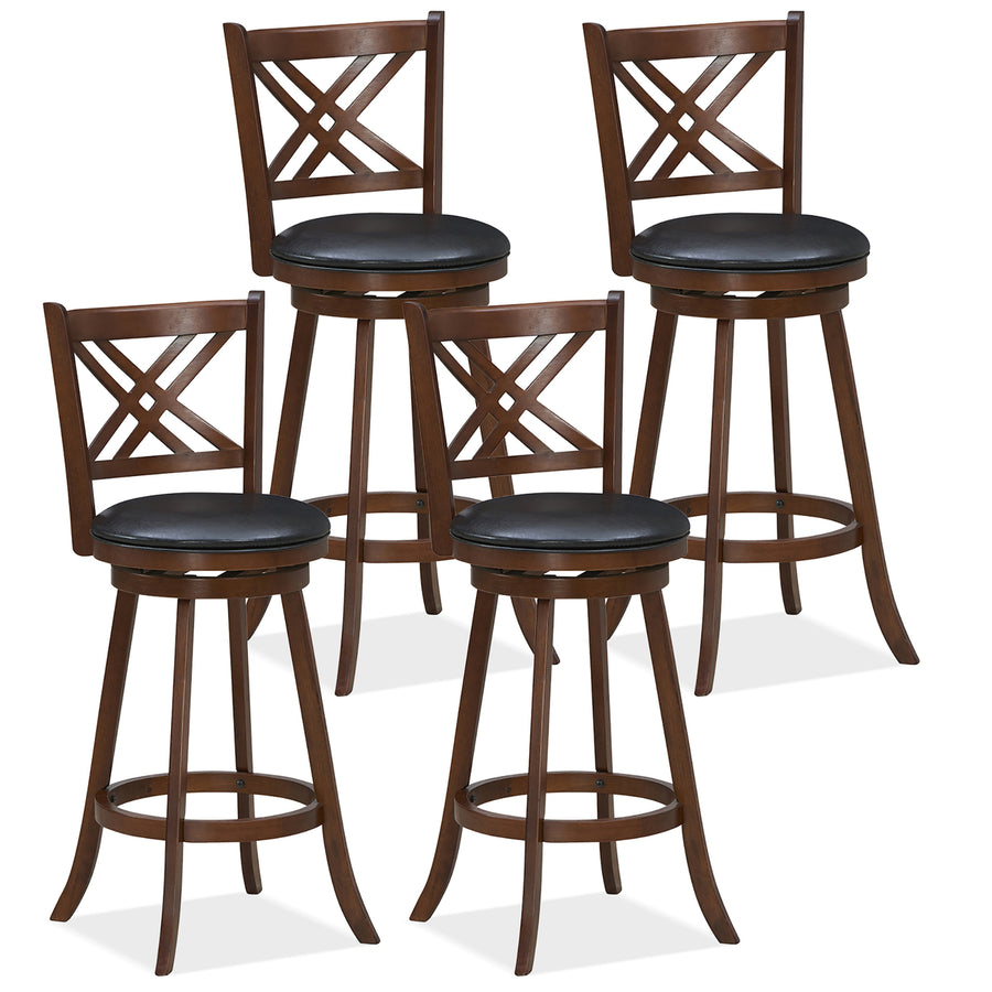 360 Swivel Barstools Set of 4 29 Bar Height Bar Chairs with Back and Footrest Image 1