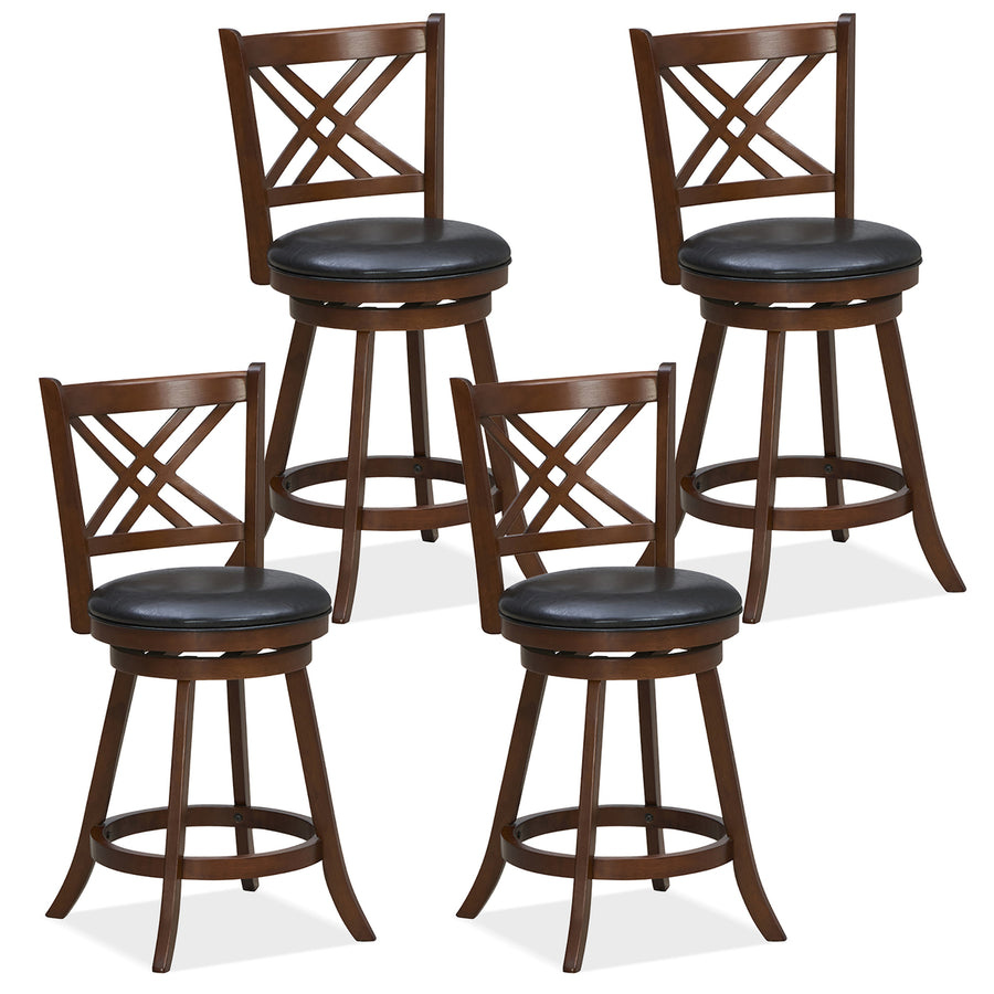 360 Swivel Barstools Set of 4 24 Counter Height Bar Chairs with Back and Footrest Image 1