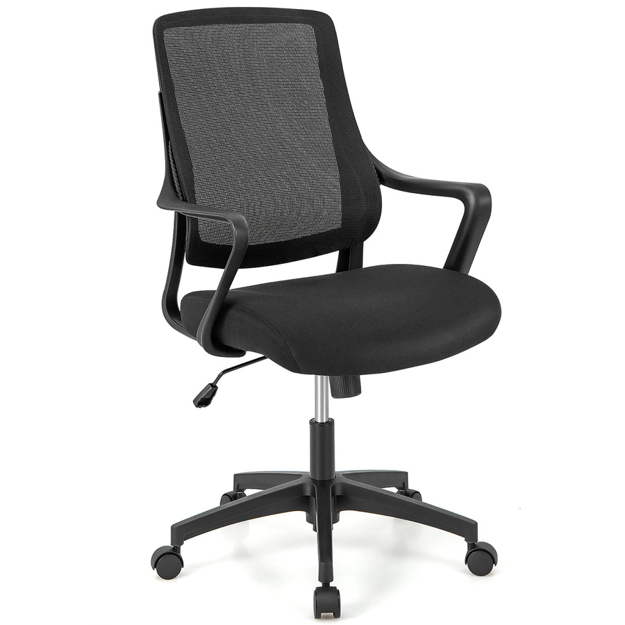 Mesh Office Chair Swivel Computer Task Chair Adjustable Height Curved Backrest Image 1