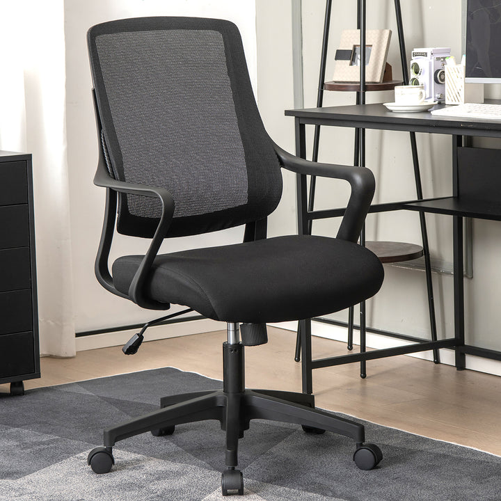 Mesh Office Chair Swivel Computer Task Chair Adjustable Height Curved Backrest Image 2