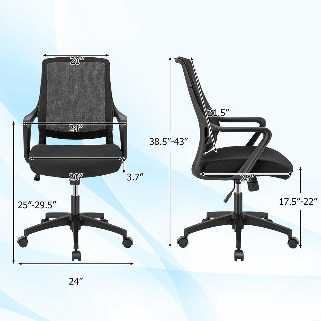 Mesh Office Chair Swivel Computer Task Chair Adjustable Height Curved Backrest Image 3