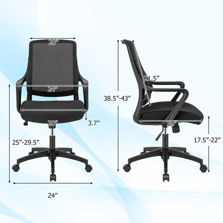 Mesh Office Chair Swivel Computer Task Chair Adjustable Height Curved Backrest Image 3