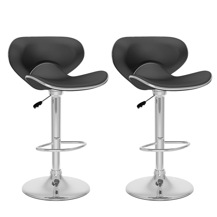 CorLiving Adjustable Curved Saddle Barstool, Set of 2 Image 1