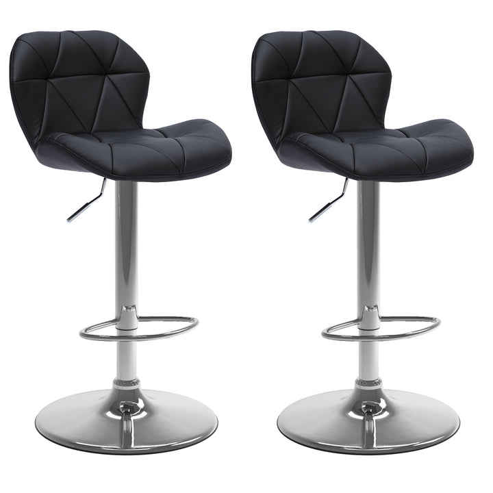 CorLiving Adjustable Mid Back Geometric Tufted Barstool, Set of 2 Image 1