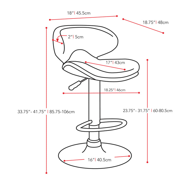 CorLiving Adjustable Curved Saddle Barstool, Set of 2 Image 5