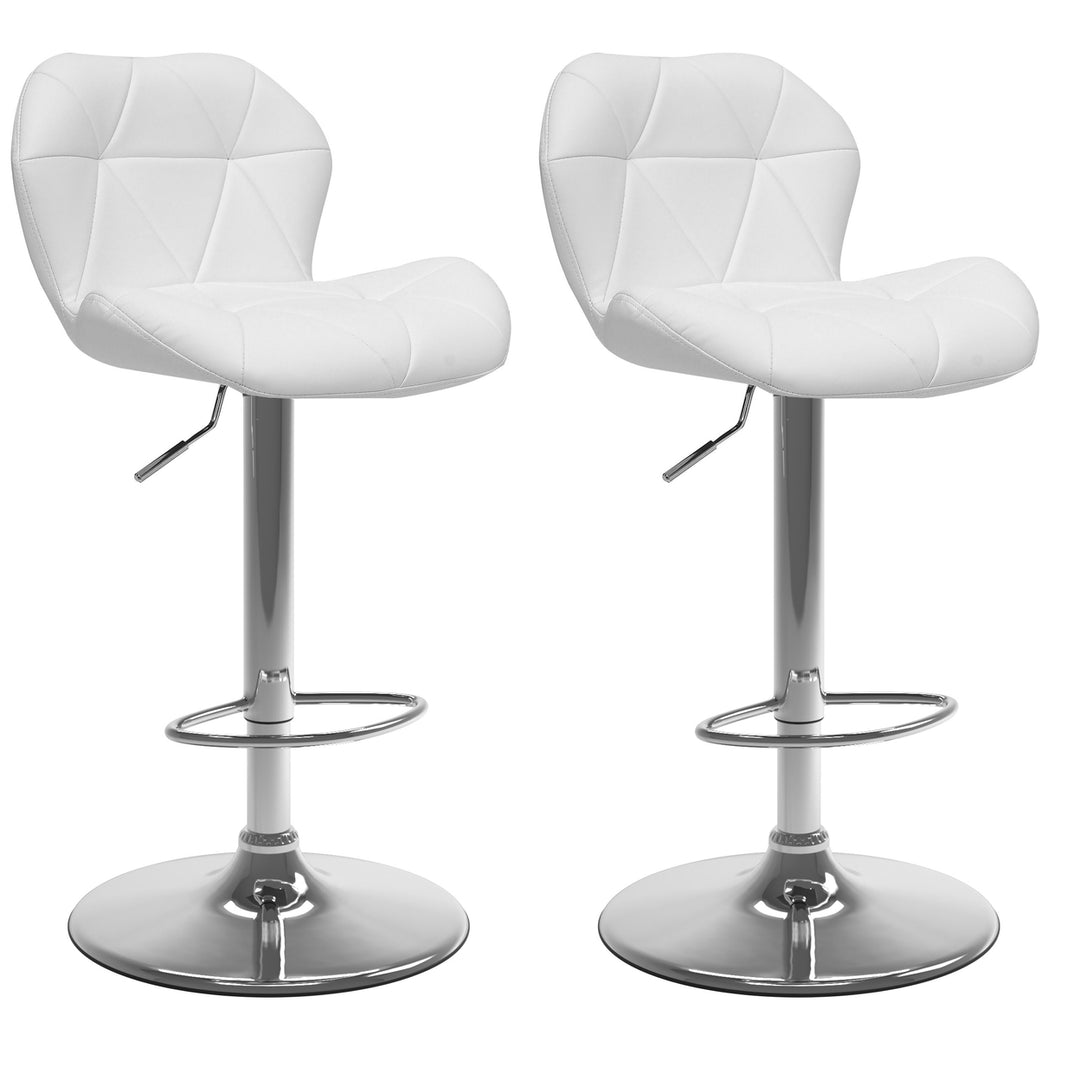 CorLiving Adjustable Mid Back Geometric Tufted Barstool, Set of 2 Image 6