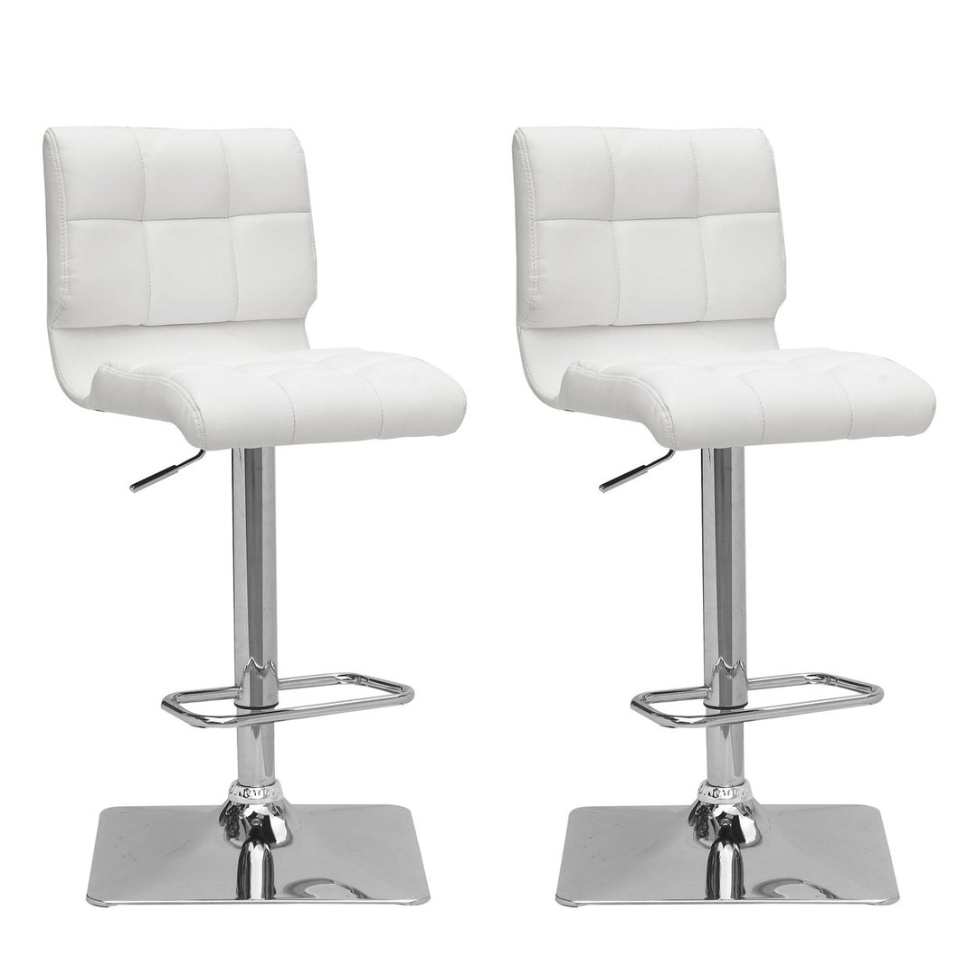 CorLiving Adjustable Mid Back Square Tufted Barstool, Set of 2 Image 1