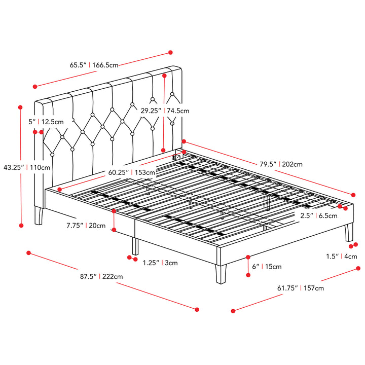 CorLiving Nova Ridge Tufted Upholstered Bed, Queen Image 4