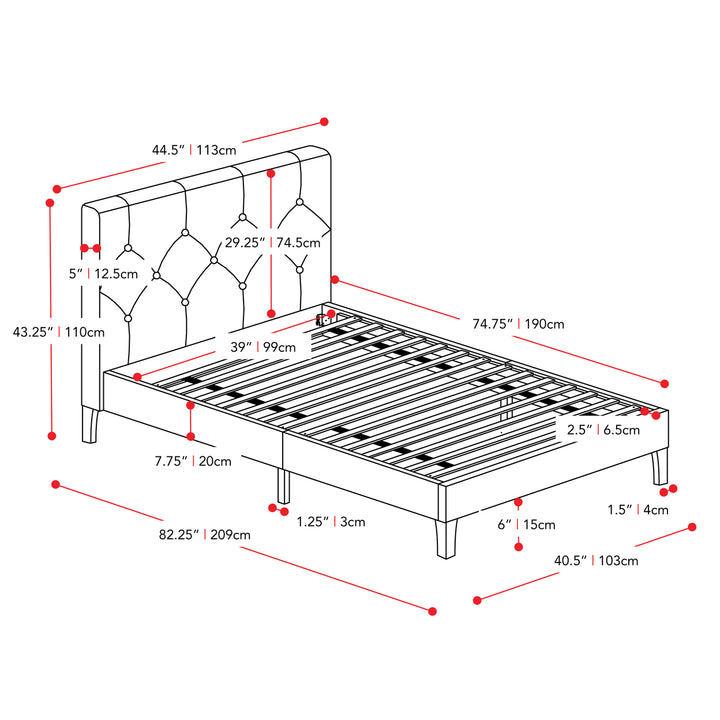 CorLiving Nova Ridge Tufted Upholstered Bed, Twin/Single Image 4