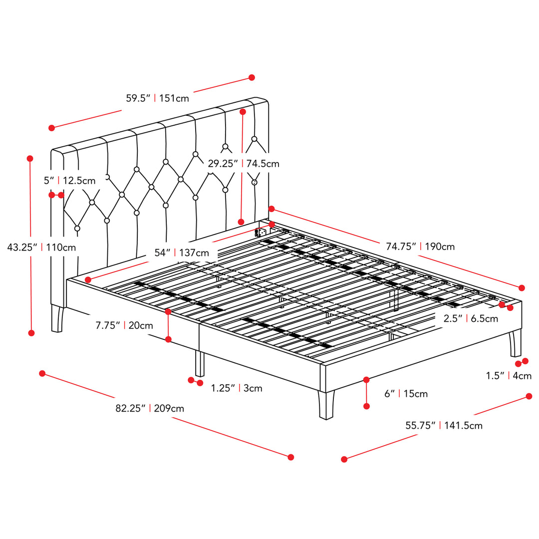 CorLiving Nova Ridge Tufted Upholstered Bed, Double/Full Image 4