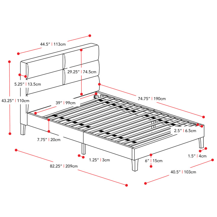 CorLiving Bellevue Upholstered Panel Bed, Twin/Single Image 4