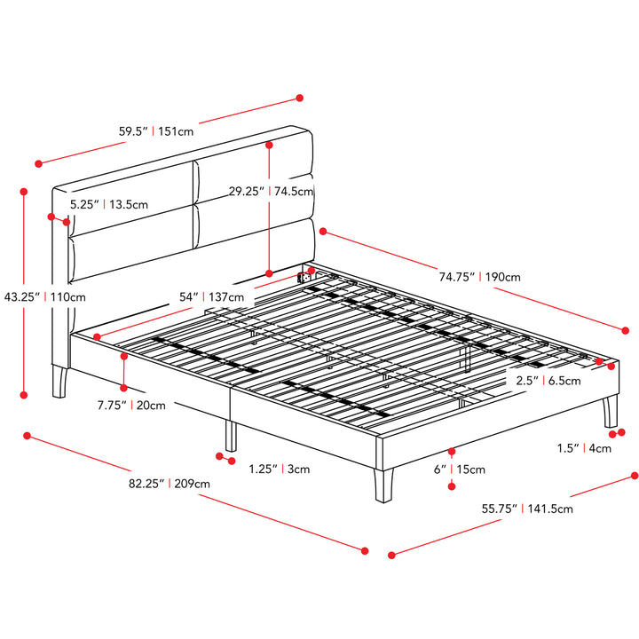 CorLiving Bellevue Upholstered Panel Bed, Double/Full Image 4