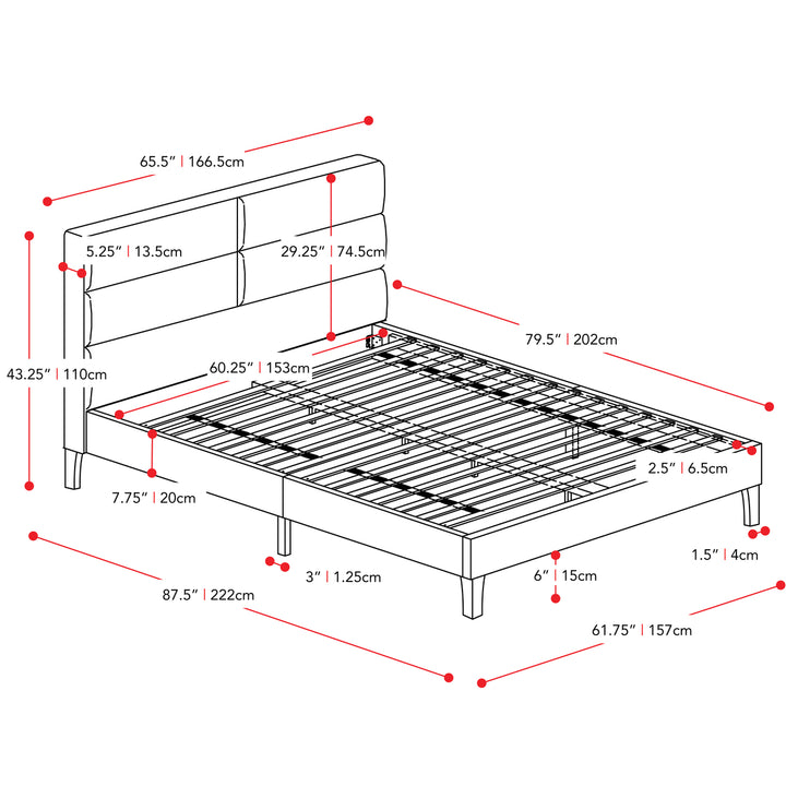 CorLiving Bellevue Upholstered Panel Bed, Queen Image 4