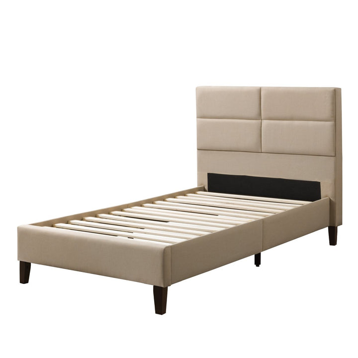 CorLiving Bellevue Upholstered Panel Bed, Twin/Single Image 1