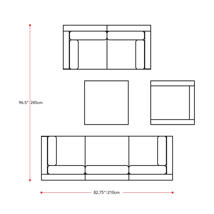 CorLiving Parksville Patio Sofa Sectional Set 7pc Image 4