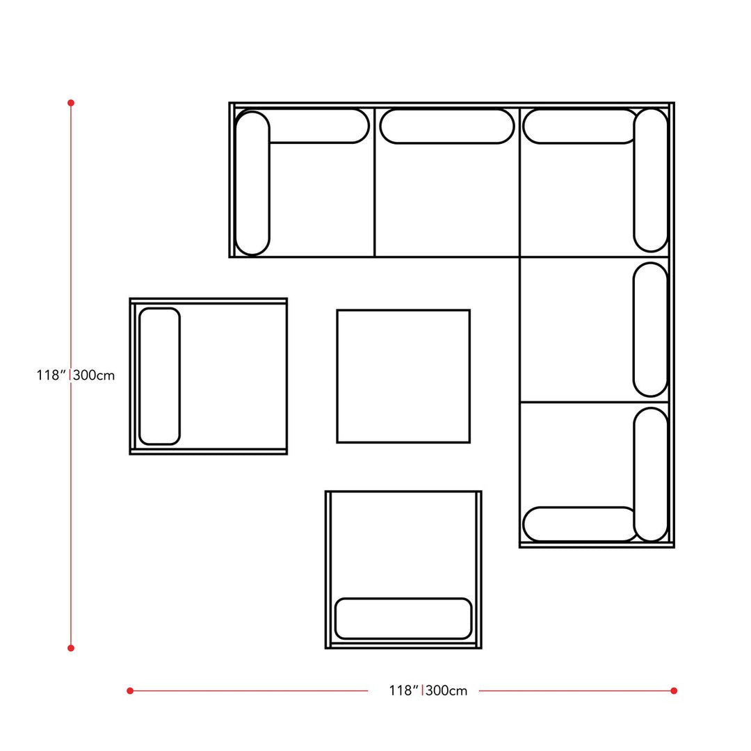 CorLiving Parksville L-Shaped Patio 8pc Sectional Set with 2 Chairs Image 4