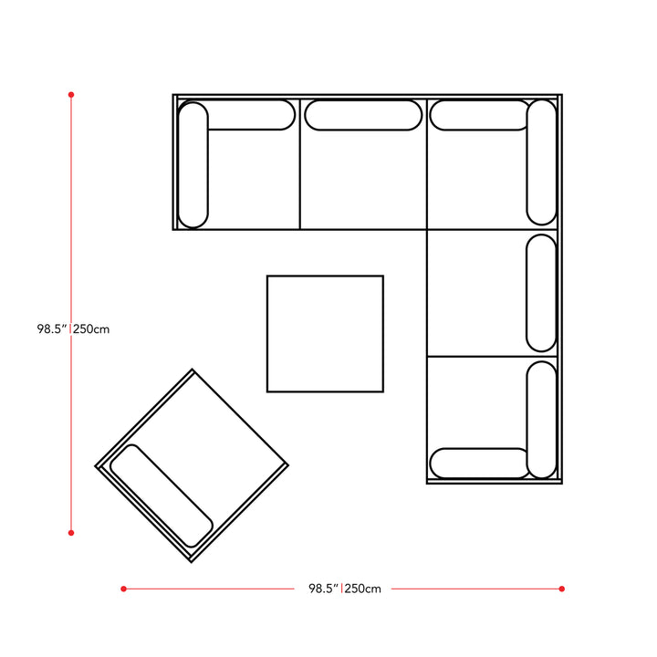 CorLiving Parksville L-Shaped Patio 7pc Sectional Set with Chair Image 4