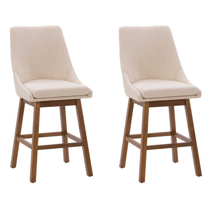 CorLiving Boston Formed Back Fabric Barstool, Beige, Set of 2 Image 1