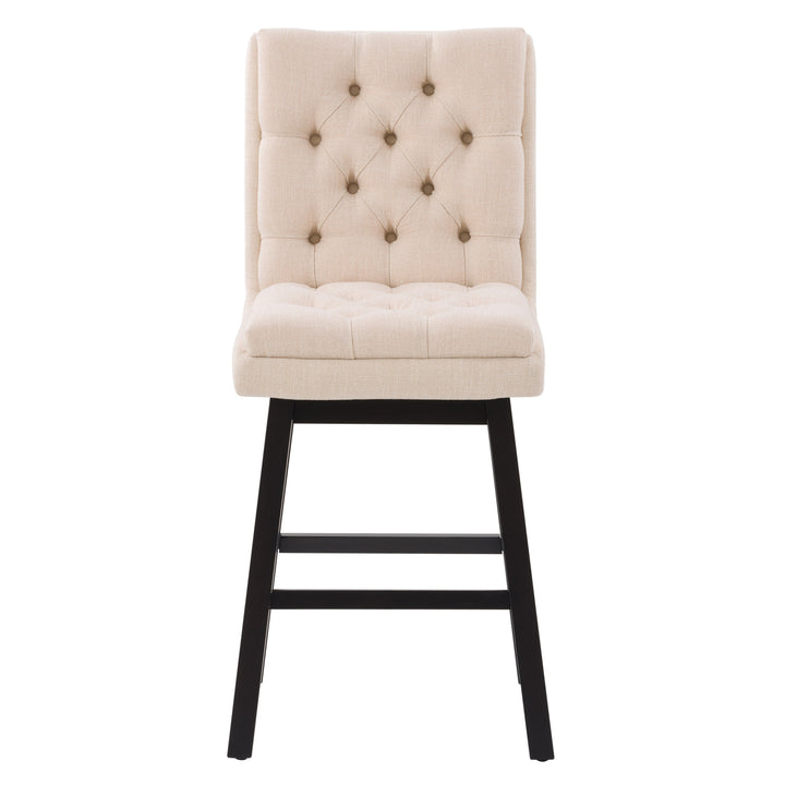 CorLiving Boston Tufted Fabric Barstool, Beige, Set of 2 Image 2