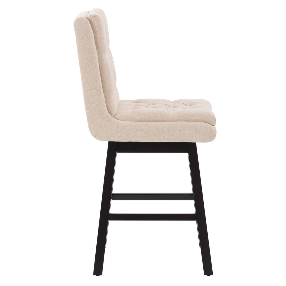 CorLiving Boston Tufted Fabric Barstool, Beige, Set of 2 Image 3