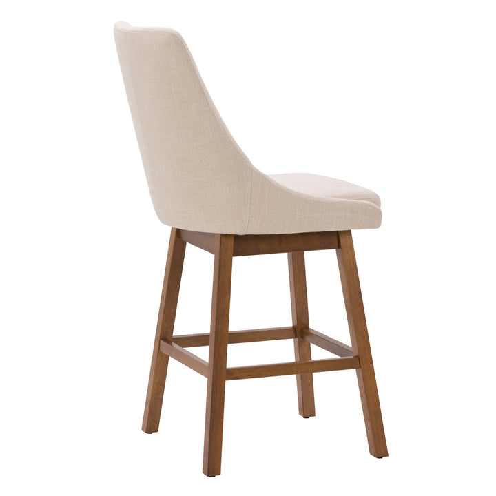 CorLiving Boston Formed Back Fabric Barstool, Beige, Set of 2 Image 4