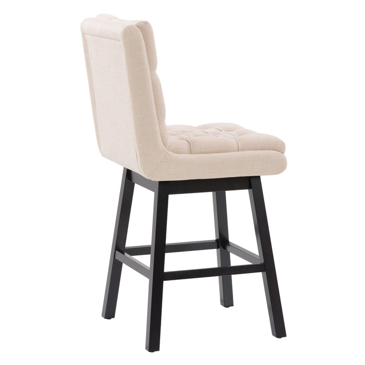 CorLiving Boston Tufted Fabric Barstool, Beige, Set of 2 Image 4