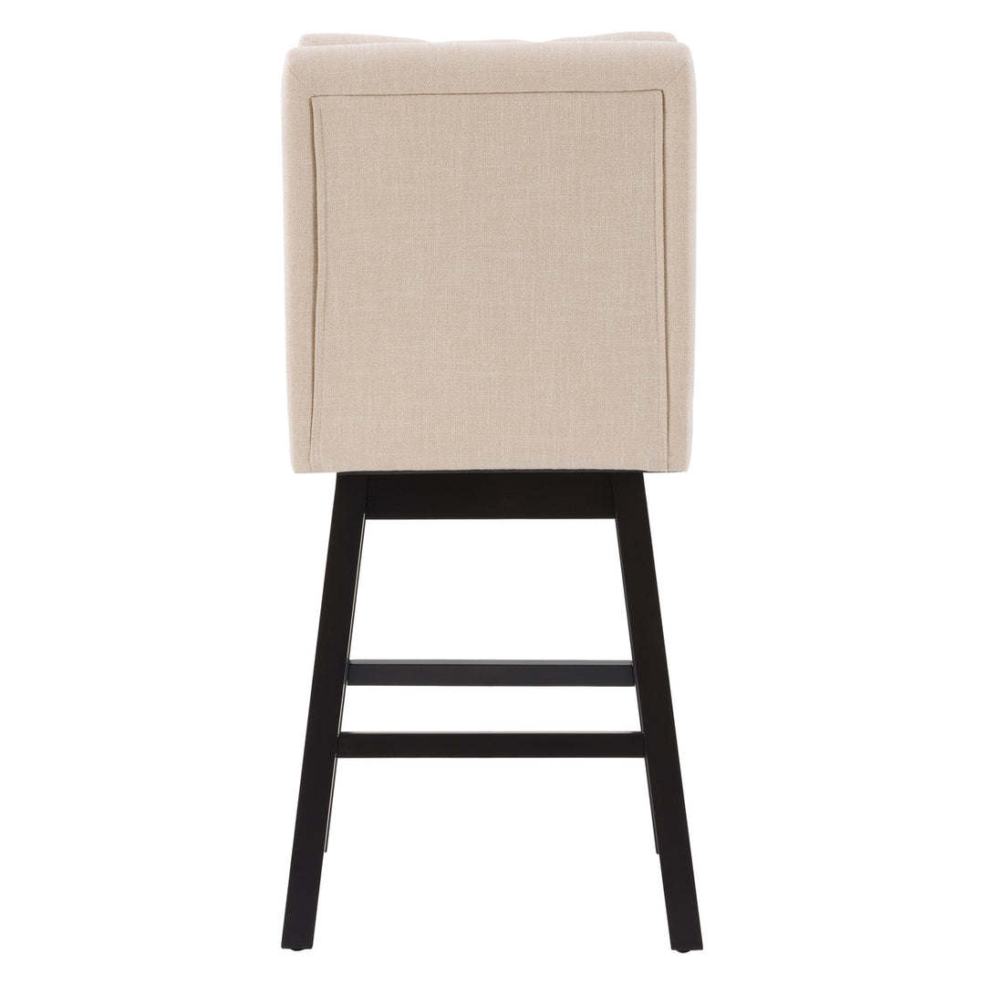 CorLiving Boston Tufted Fabric Barstool, Beige, Set of 2 Image 5