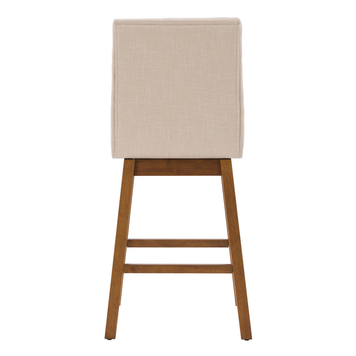 CorLiving Boston Channel Tufted Fabric Barstool, Beige, Set of 2 Image 5