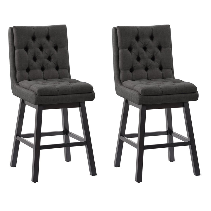 CorLiving Boston Tufted Fabric Barstool, Beige, Set of 2 Image 6