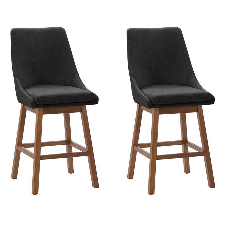 CorLiving Boston Formed Back Fabric Barstool, Beige, Set of 2 Image 6