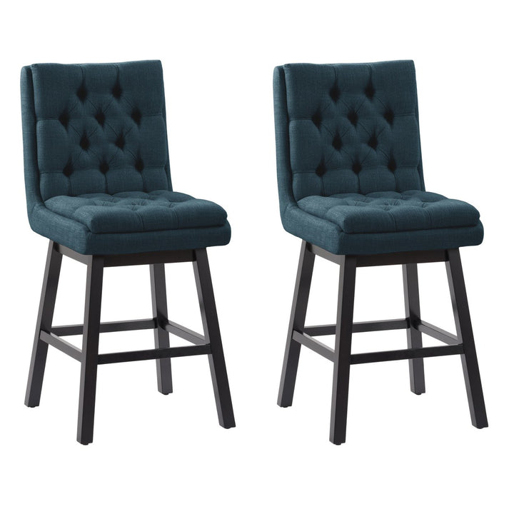 CorLiving Boston Tufted Fabric Barstool, Beige, Set of 2 Image 7