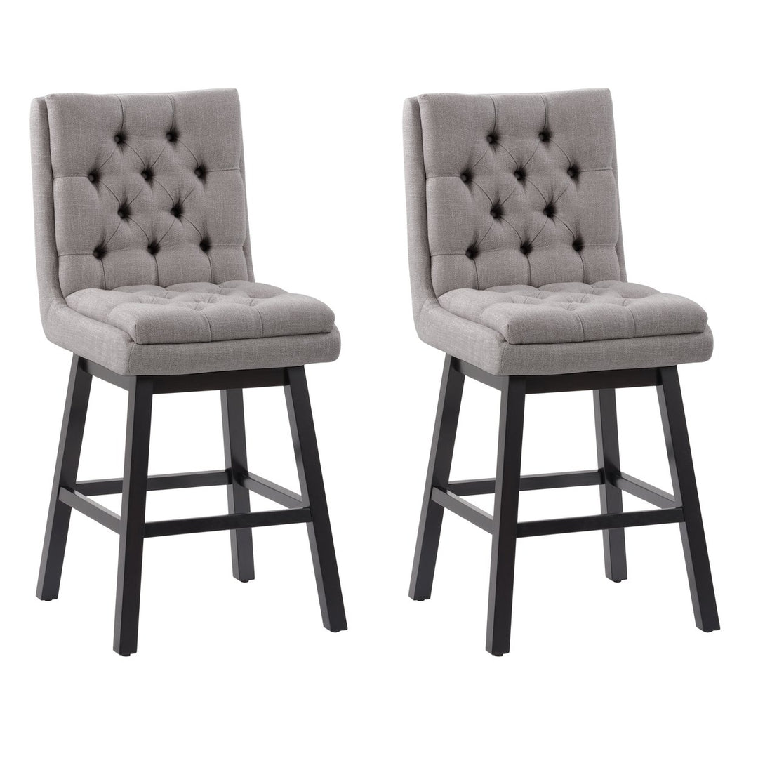 CorLiving Boston Tufted Fabric Barstool, Beige, Set of 2 Image 8