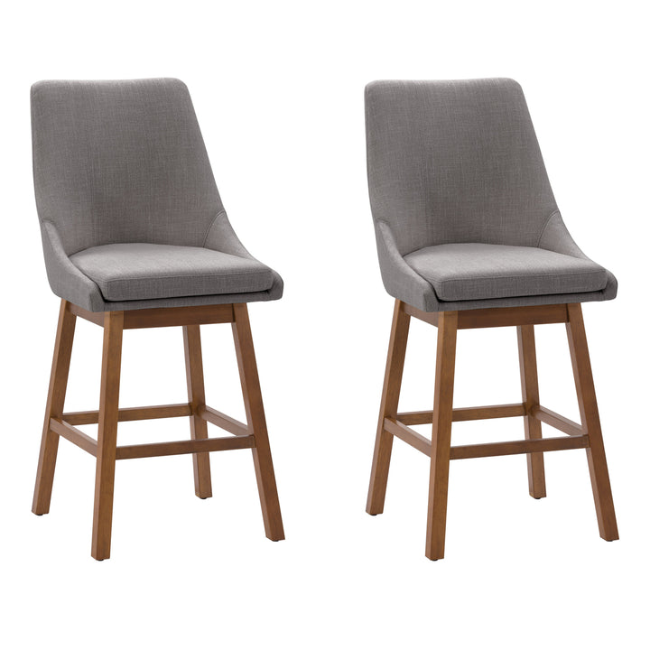 CorLiving Boston Formed Back Fabric Barstool, Beige, Set of 2 Image 8