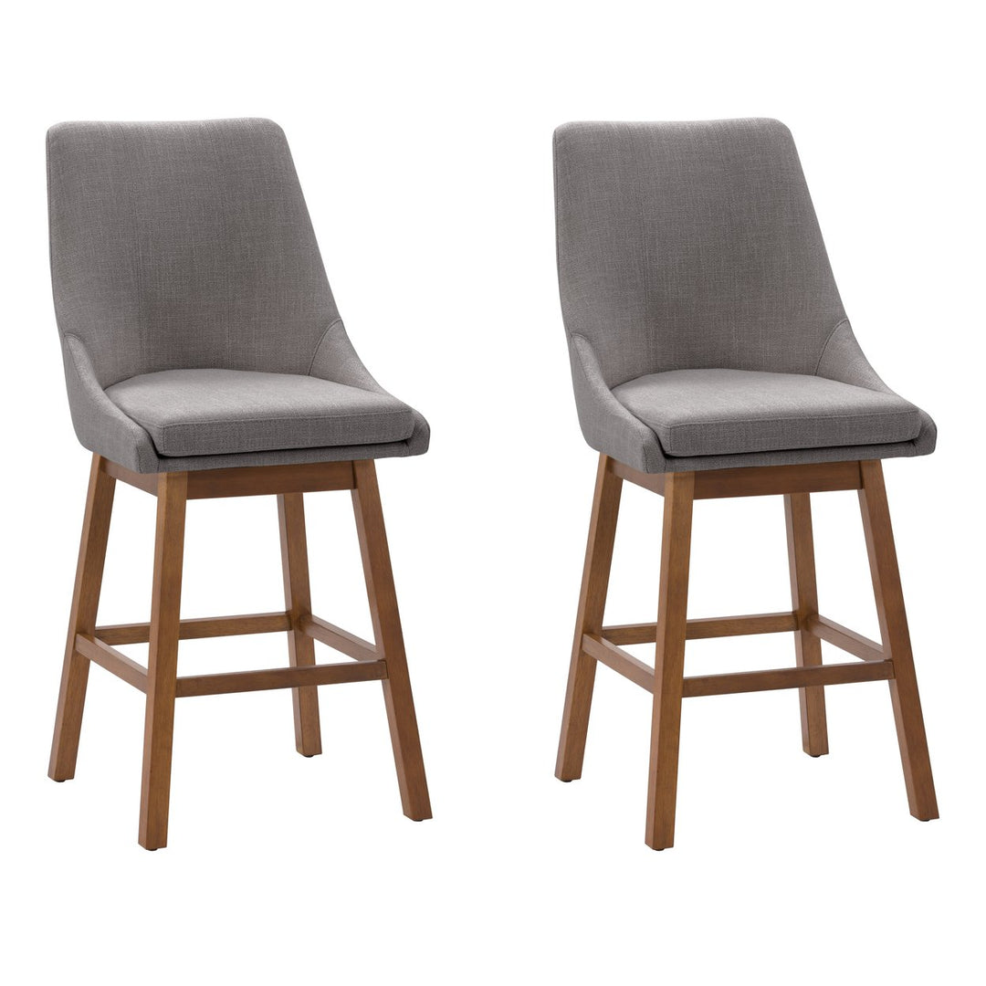 CorLiving Boston Formed Back Fabric Barstool, Beige, Set of 2 Image 1