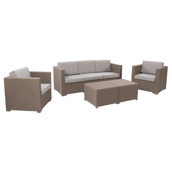 CorLiving Lake Front Beige Rattan Patio Set, 5pc Image 3