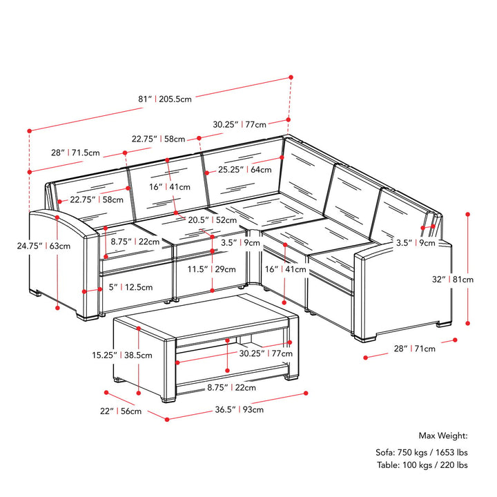 CorLiving Lake Front Rattan Patio Sectional Set, 6pc Image 5