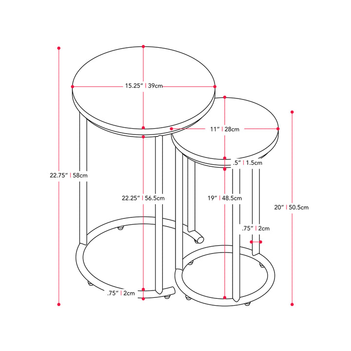 CorLiving Fort Worth Wood Grain Finish Nesting Side Table Image 5