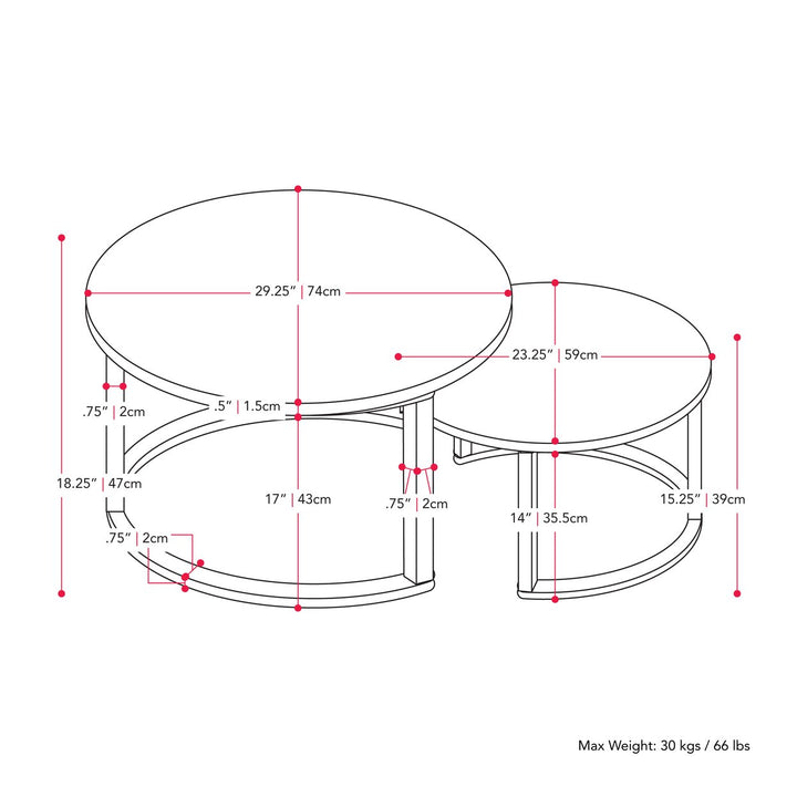 CorLiving Fort Worth Wood Grain Finish Nesting Coffee Table Image 5