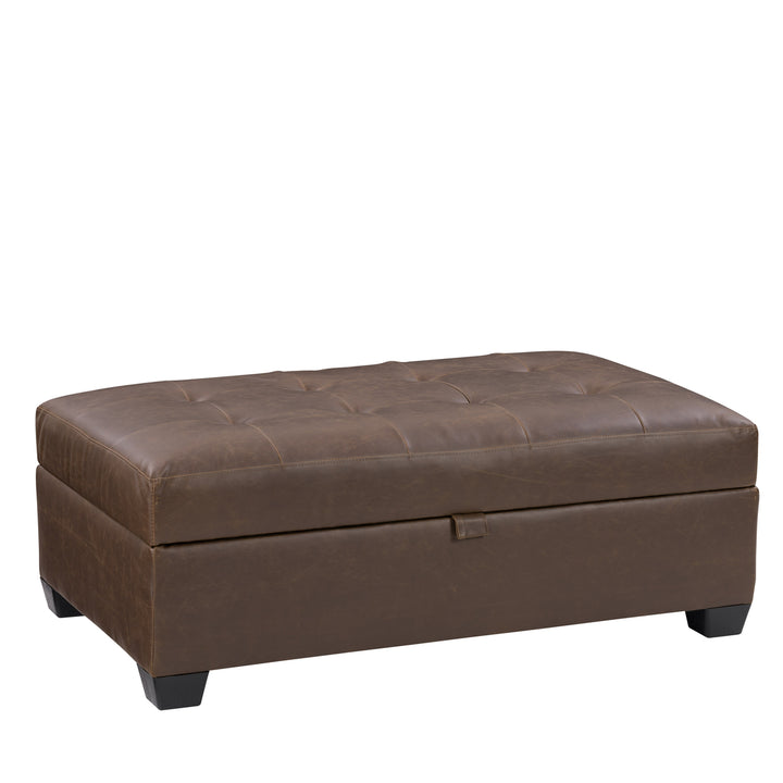 CorLiving Antonio Tufted Storage Ottoman, Dark Brown Image 3