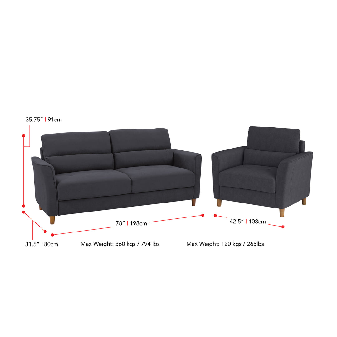 CorLiving Georgia Upholstered Chair and Sofa Set - 2pcs Image 3