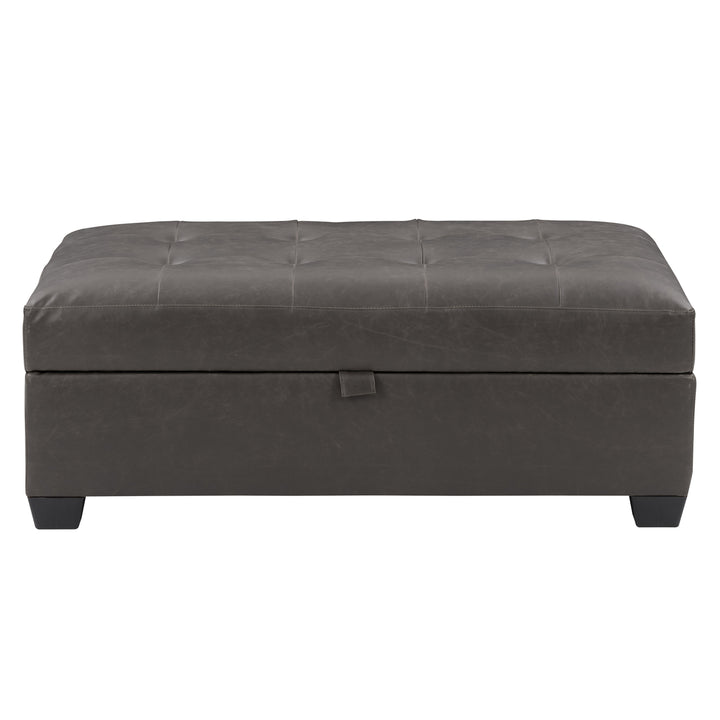 CorLiving Antonio Tufted Storage Ottoman, Dark Brown Image 6