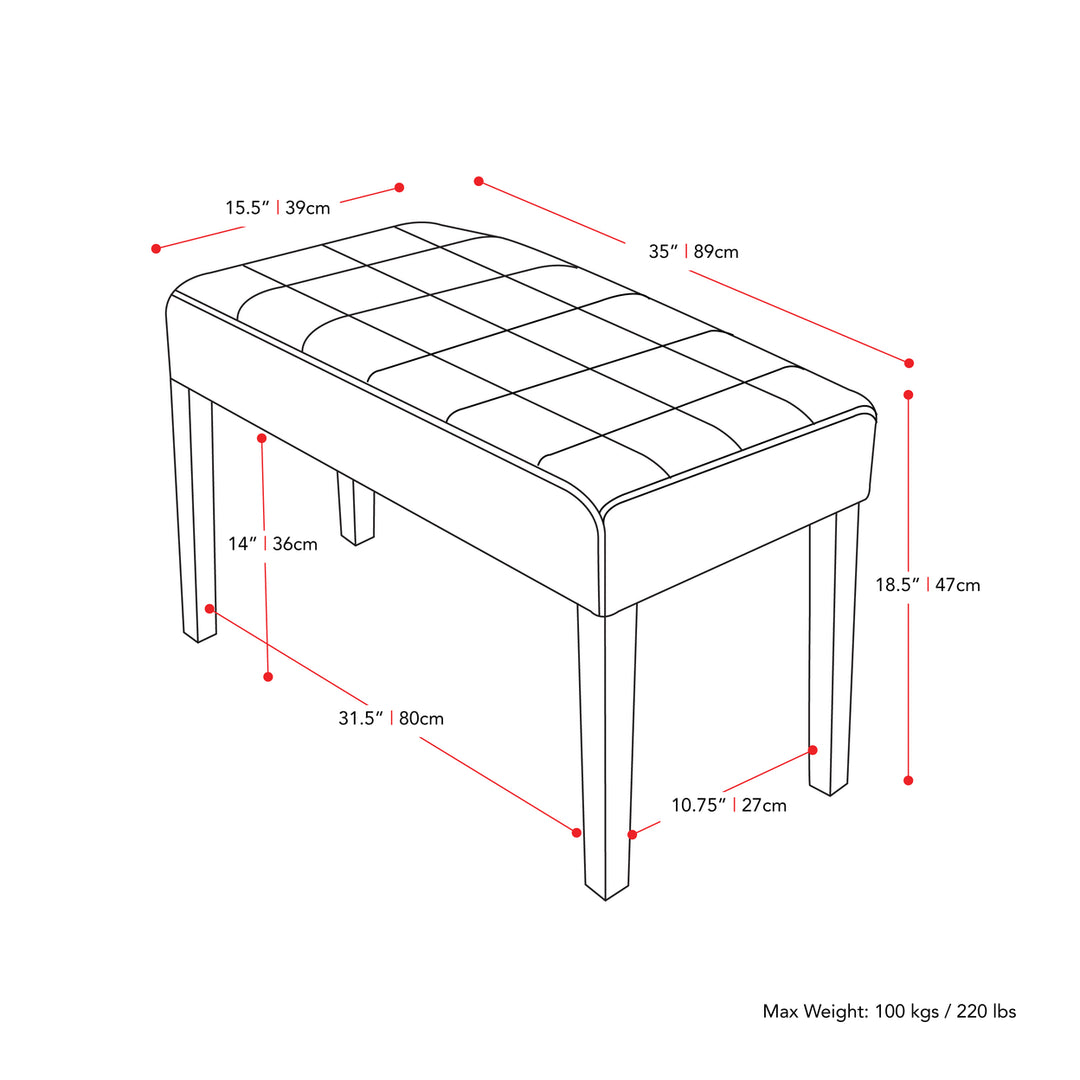 CorLiving California Fabric Tufted Bench Image 5