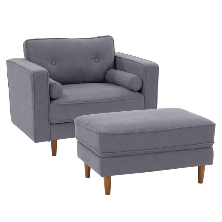 CorLiving Mulberry Fabric Upholstered Modern Accent Chair and Ottoman Set - 2pcs Image 1