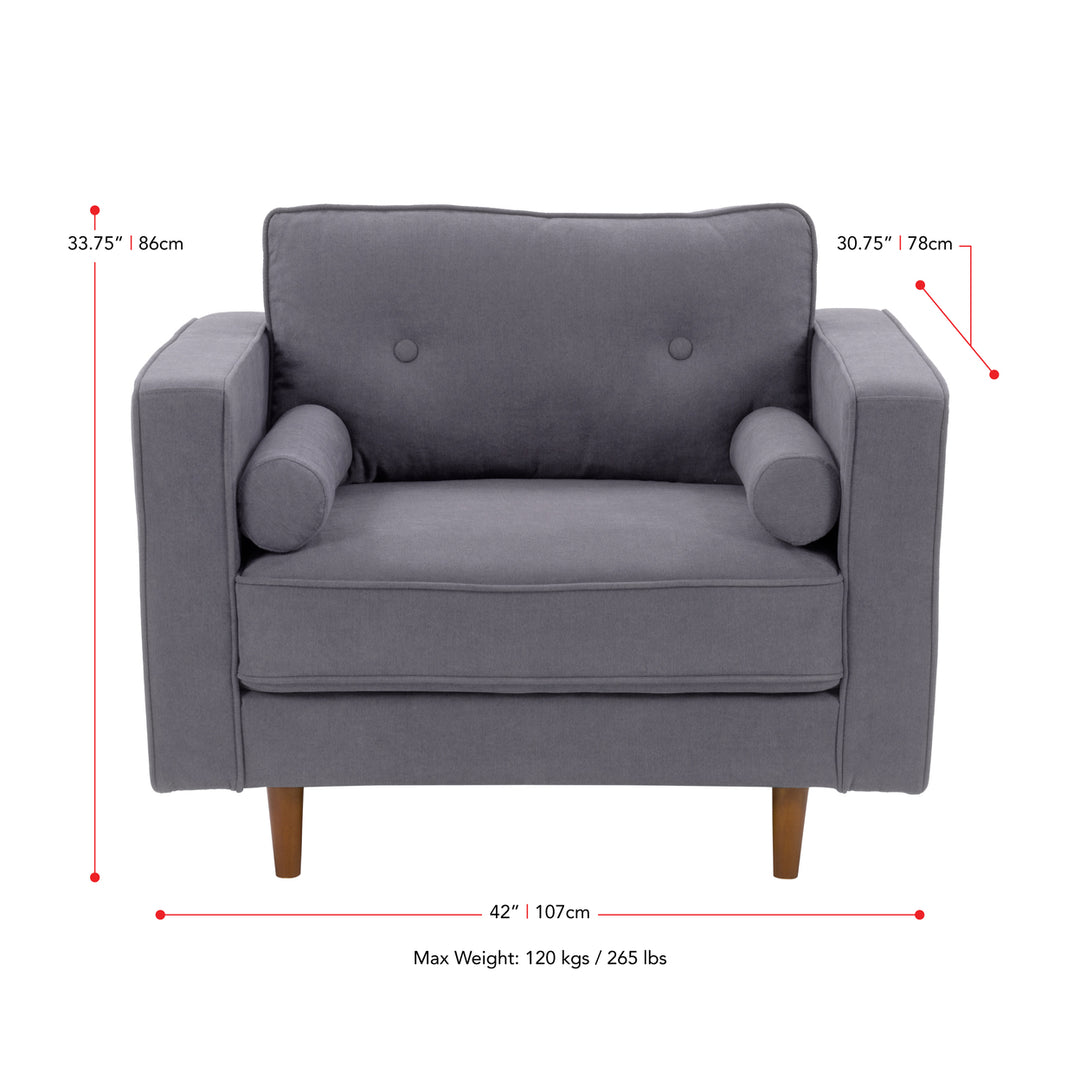 CorLiving Mulberry Fabric Upholstered Modern Sofa, Loveseat and Accent Chair Set -4pcs Image 5