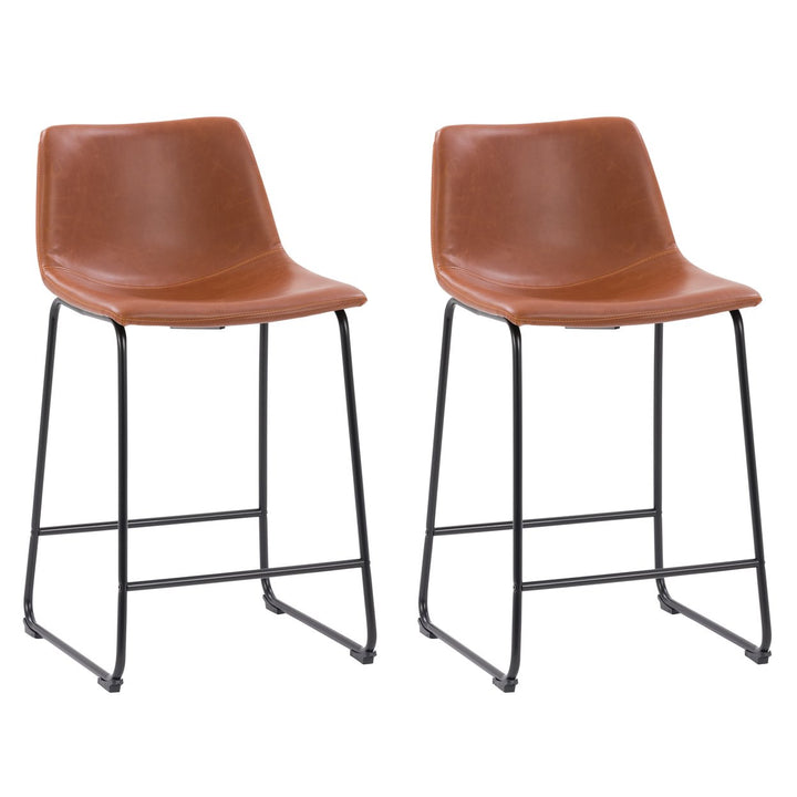 CorLiving Modern Mid Back Counter Height Distressed Barstool, Set of 2 Image 6