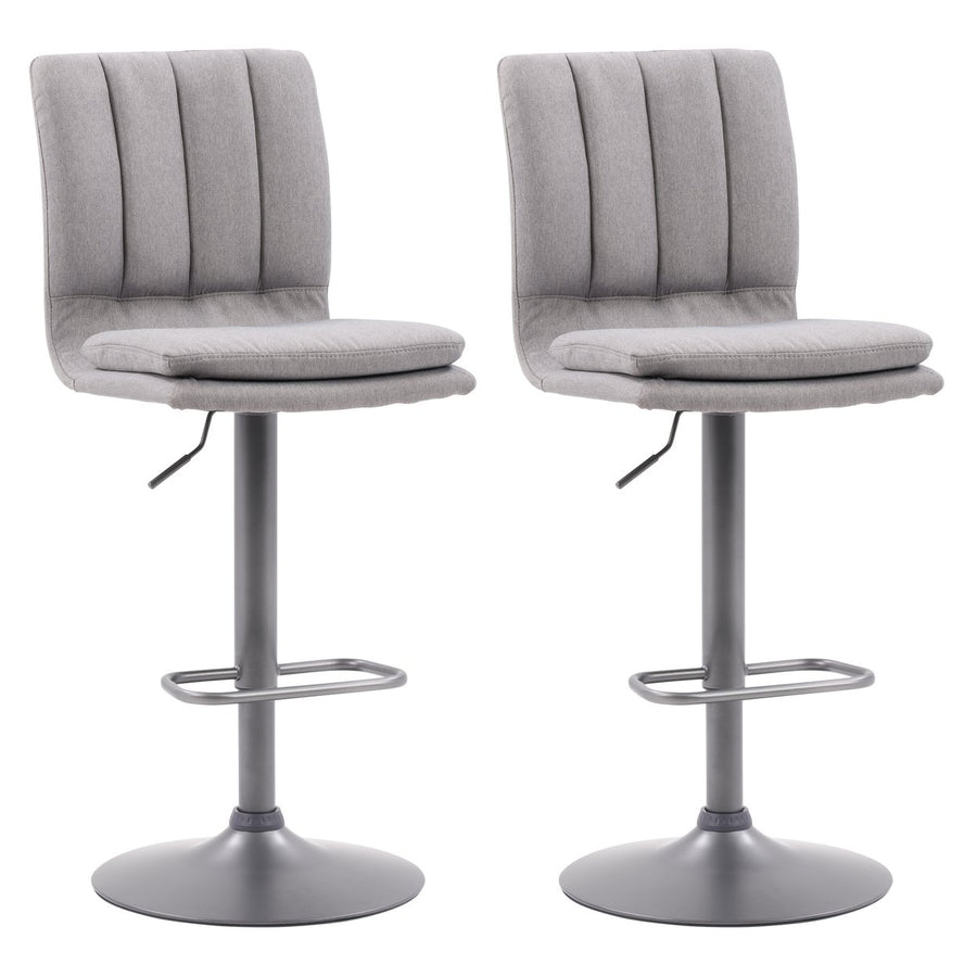 CorLiving Palmer Adjustable Channel Tufted Upholstered Barstool, Set of 2 Image 1