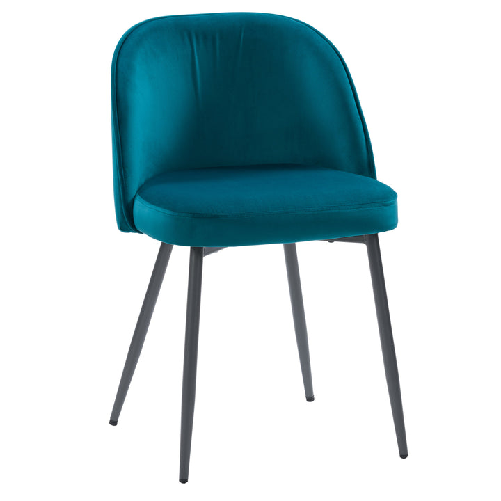 CorLiving Ayla Velvet Upholstered Side Chair in Teal Image 1